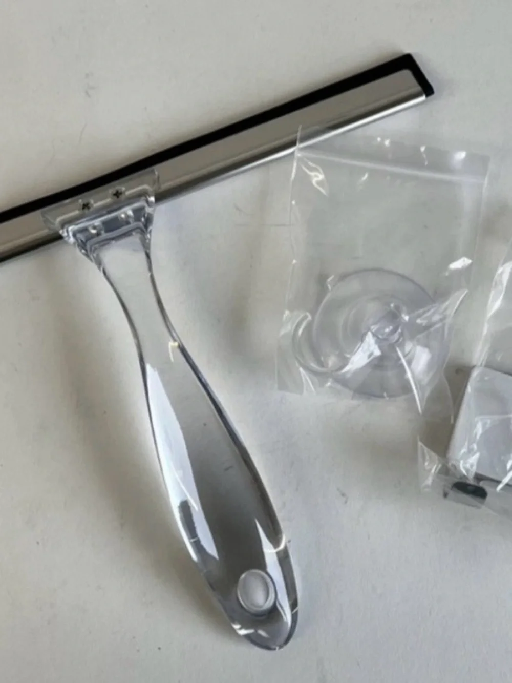 Clear Silicone Handle Screen Squeegee with Suction Mount - Clear